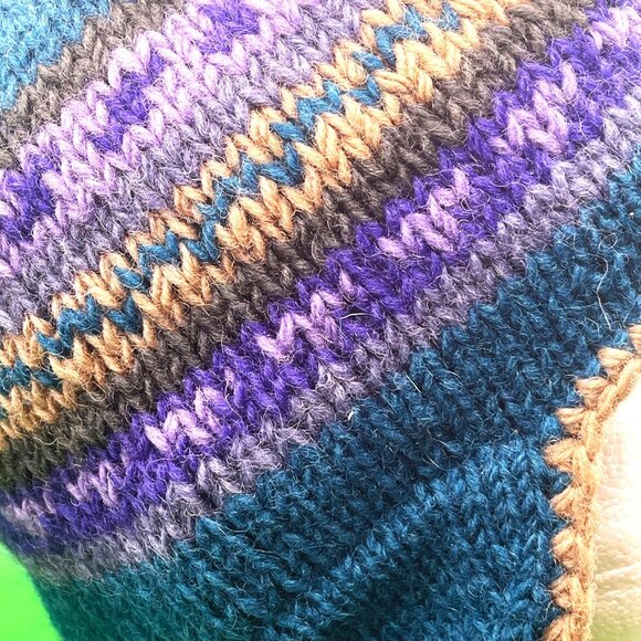 Gypsy Rose Handmade Knit Beanie Hat Chullo Fleece Lined Pom Braids Peruvian Boho - Picture 10 of 11